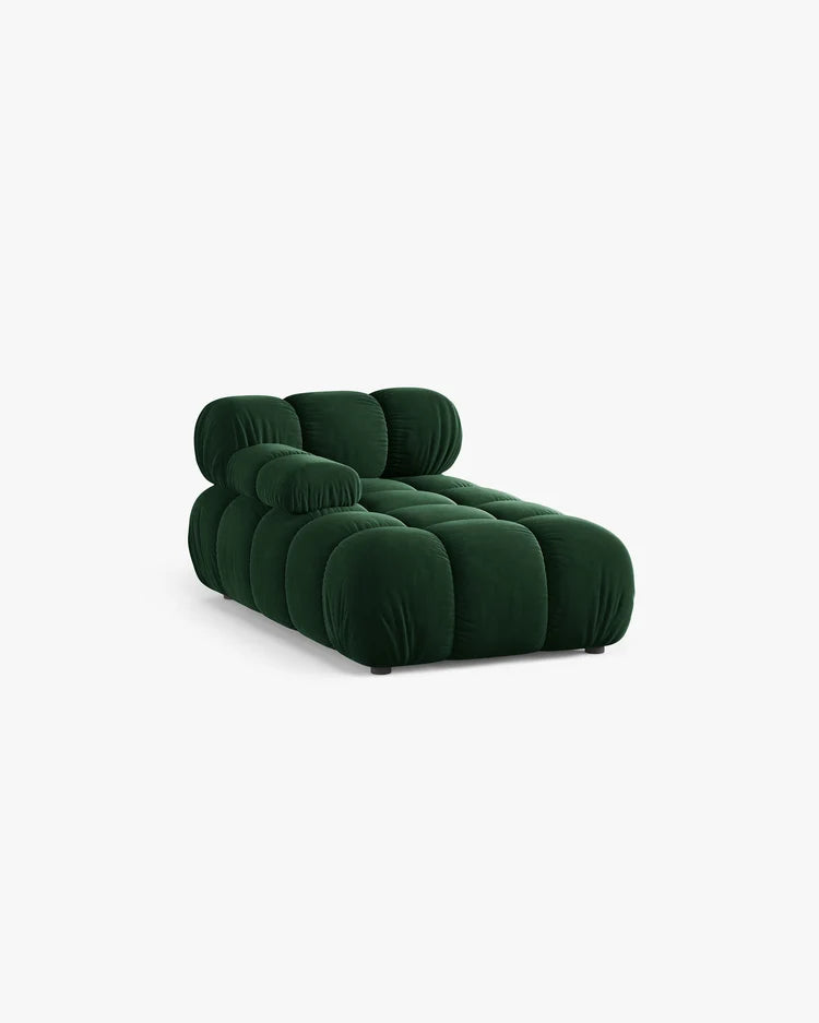 PolsterOase Modulsofa – Selene Chaiselongue mit Armlehne in Samt, 94 x 155 cm, Flaschengrün – Links – Ansicht 3