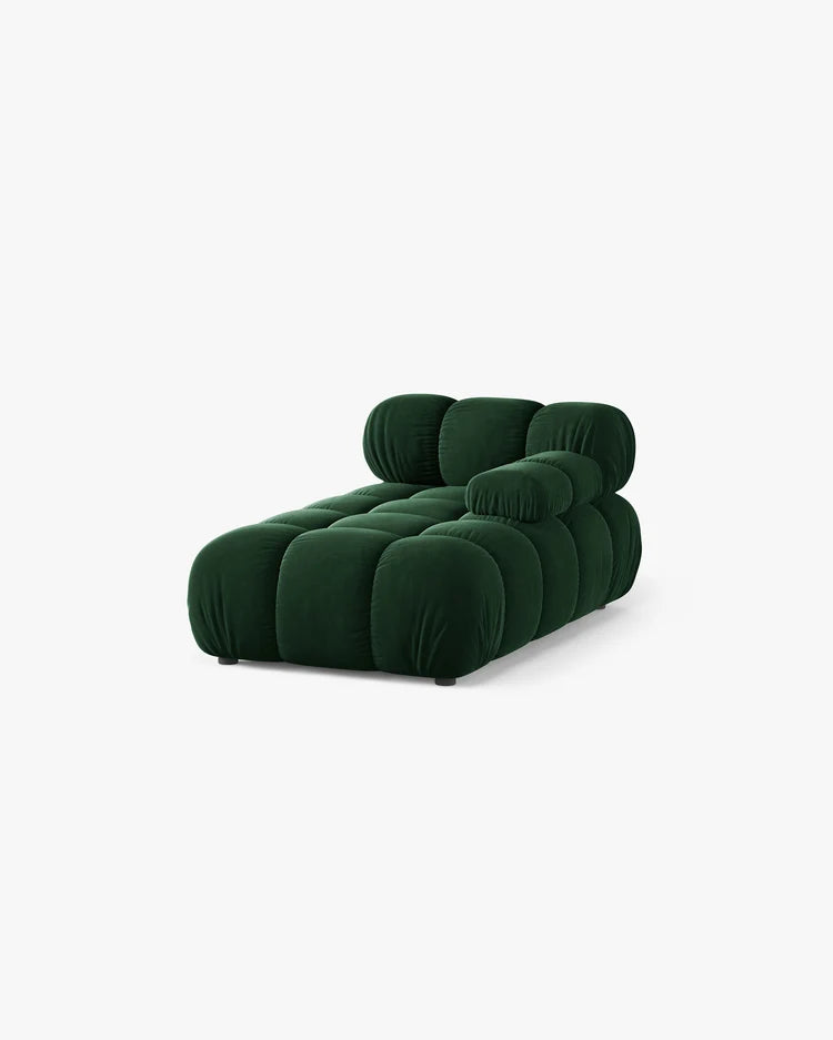 PolsterOase Modulsofa – Selene Chaiselongue mit Armlehne in Samt, 94 x 155 cm, Flaschengrün – Rechts – Ansicht 3