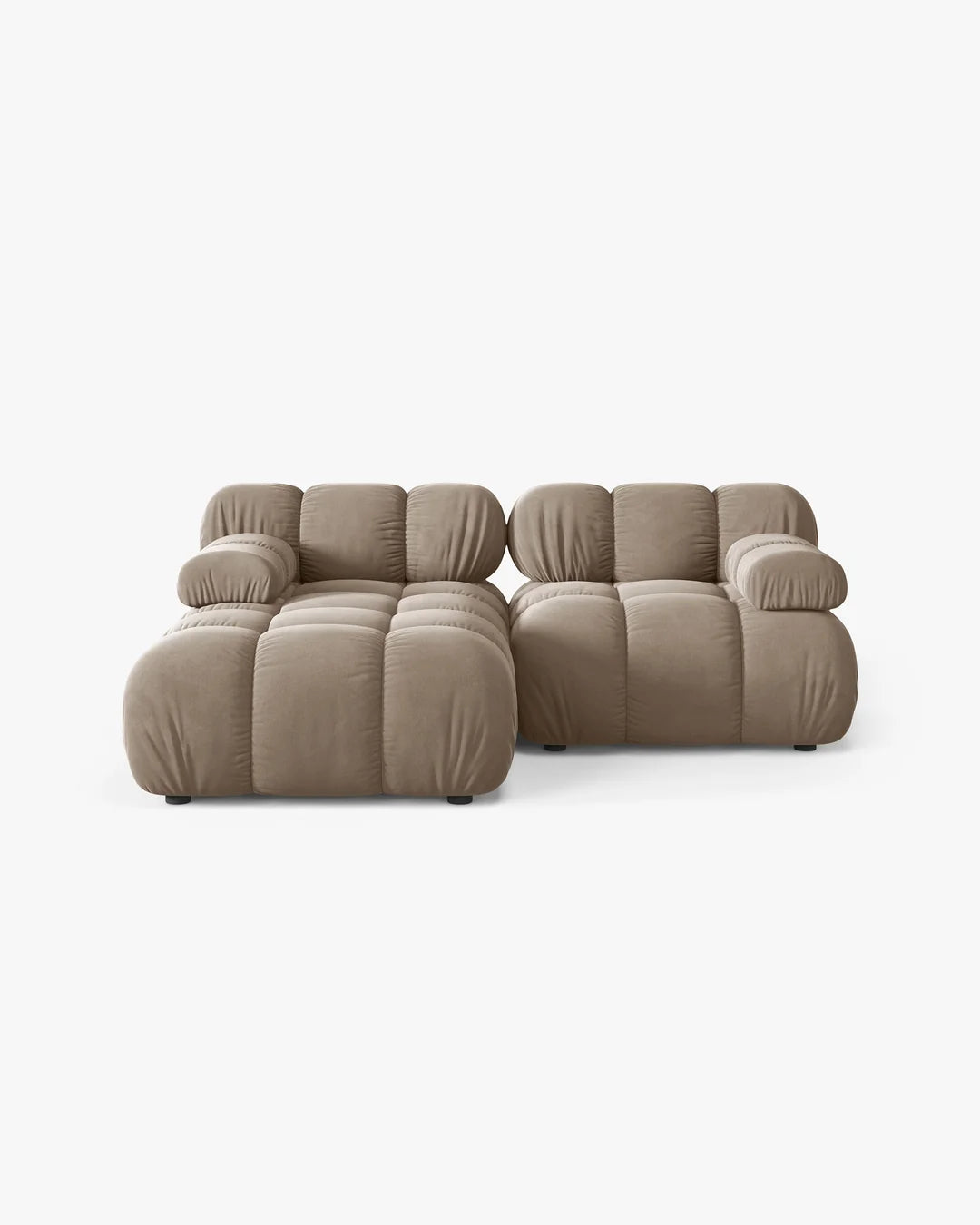 PolsterOase Modulsofa – Selene Ecksofa 2-Sitzer in Samt, 190 cm Breite, Cappuccino – Ansicht 1