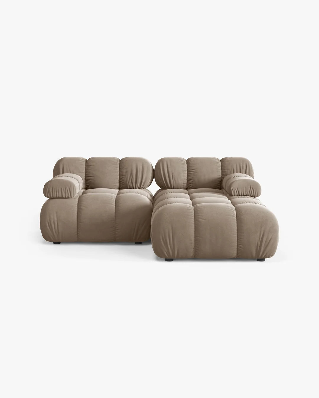 PolsterOase Modulsofa – Selene Ecksofa 2-Sitzer in Samt, 190 cm Breite, Cappuccino – Ansicht 1