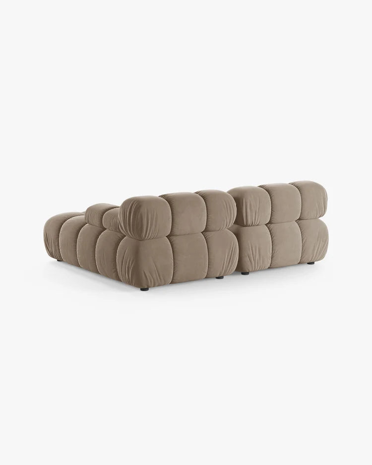 PolsterOase Modulsofa – Selene Ecksofa 2-Sitzer in Samt, 190 cm Breite, Cappuccino – Ansicht 4
