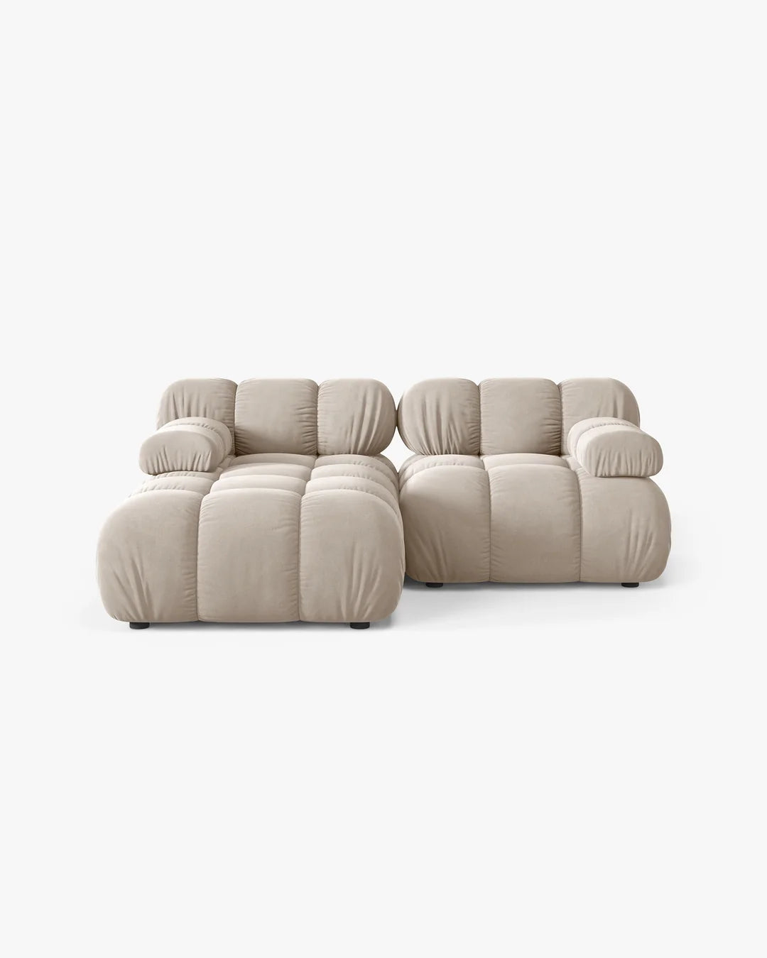 PolsterOase Modulsofa – Selene Ecksofa 2-Sitzer in Samt, 190 cm Breite, Dunkelbeige – Ansicht 1
