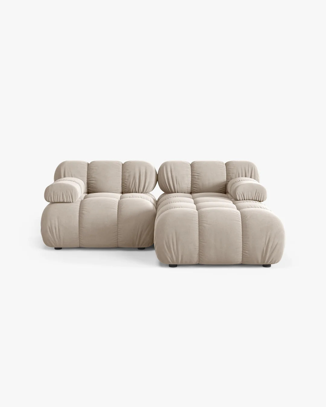 PolsterOase Modulsofa – Selene Ecksofa 2-Sitzer in Samt, 190 cm Breite, Dunkelbeige – Ansicht 1