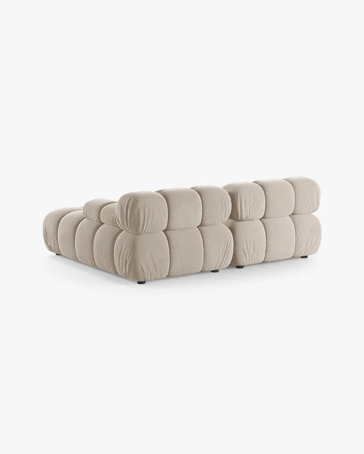 PolsterOase Modulsofa – Selene Ecksofa 2-Sitzer in Samt, 190 cm Breite, Dunkelbeige – Ansicht 4