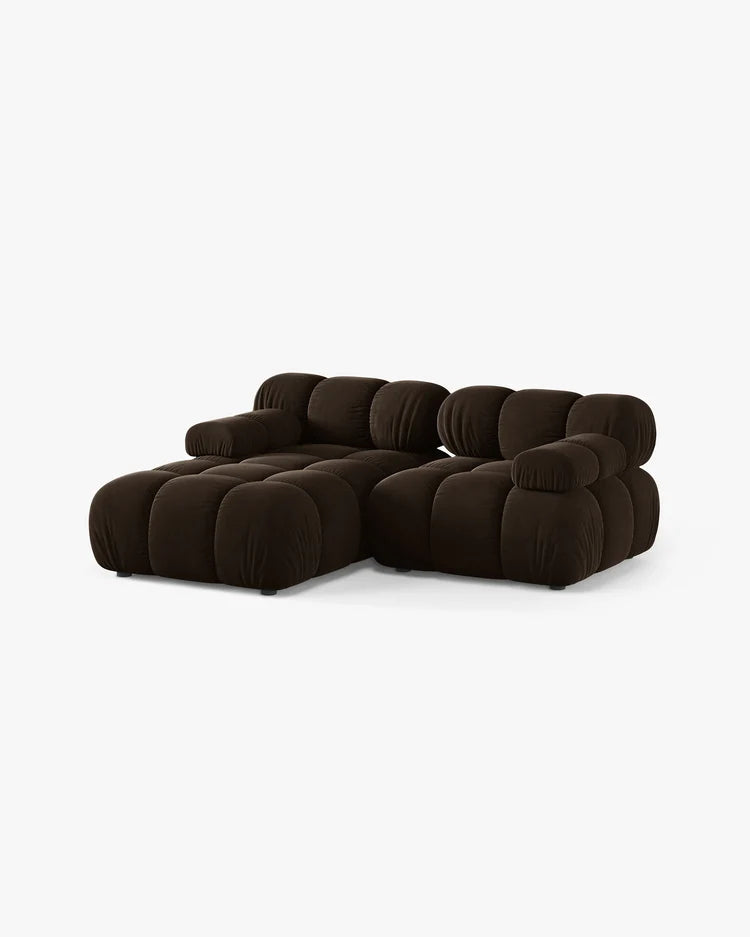 PolsterOase Modulsofa – Selene Ecksofa 2-Sitzer in Samt, 190 cm Breite, Dunkelbraun – Ansicht 3