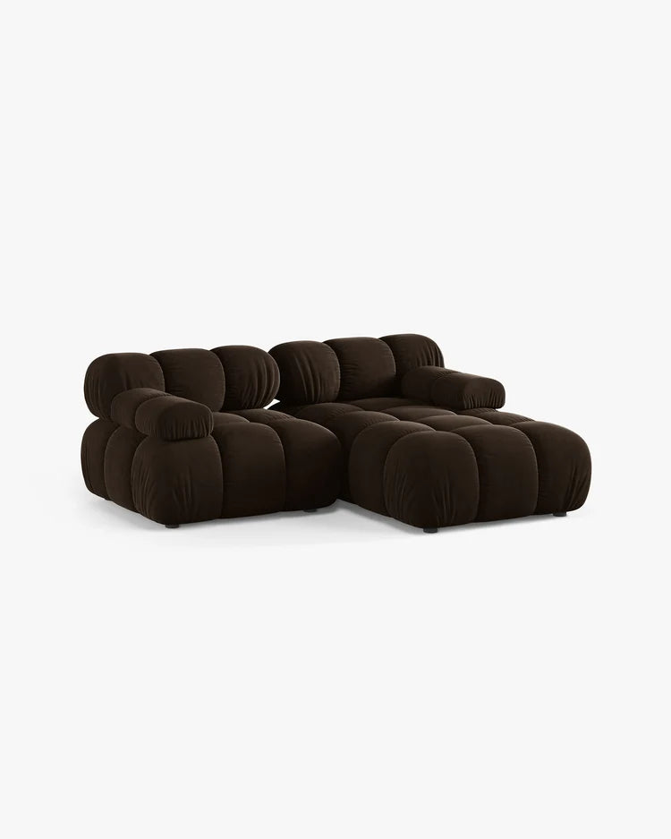 PolsterOase Modulsofa – Selene Ecksofa 2-Sitzer in Samt, 190 cm Breite, Dunkelbraun – Ansicht 3