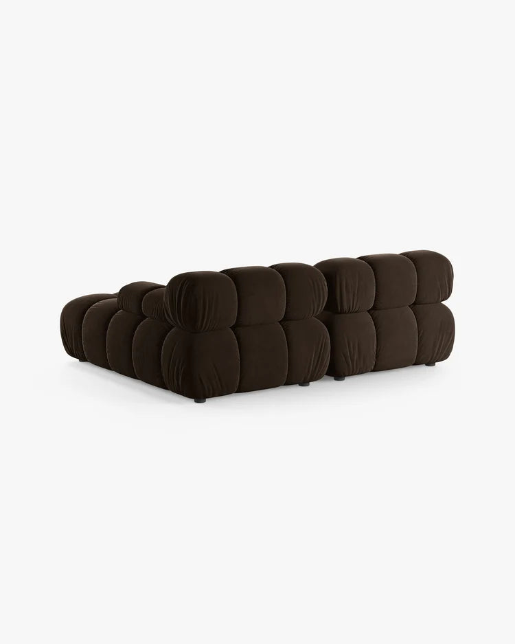 PolsterOase Modulsofa – Selene Ecksofa 2-Sitzer in Samt, 190 cm Breite, Dunkelbraun – Ansicht 4