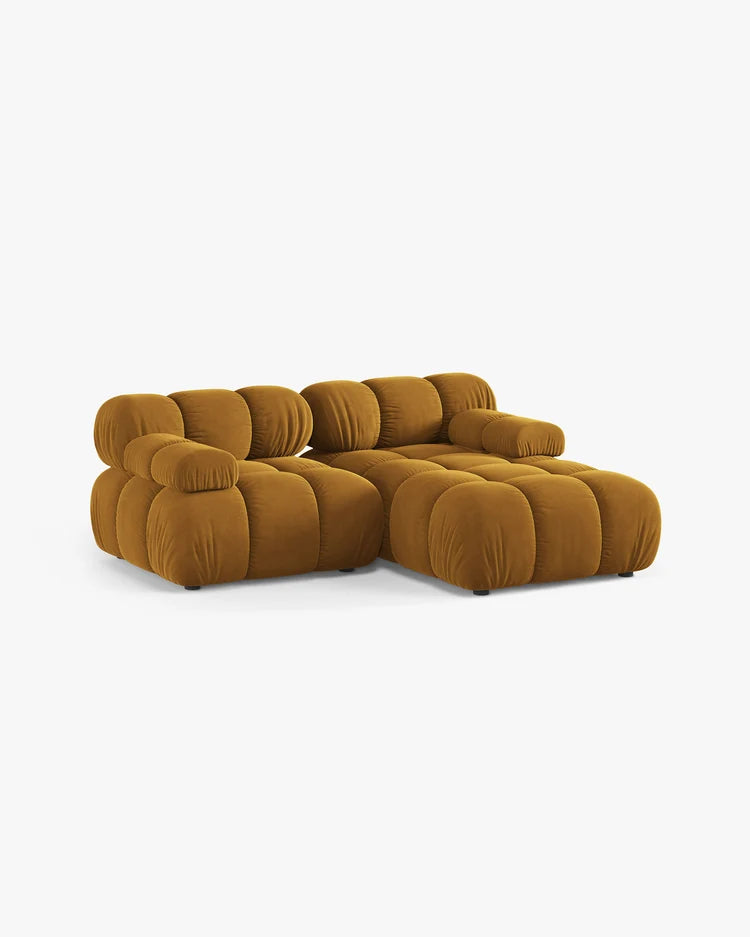 PolsterOase Modulsofa – Selene Ecksofa 2-Sitzer in Samt, 190 cm Breite, Gelb – Ansicht 3