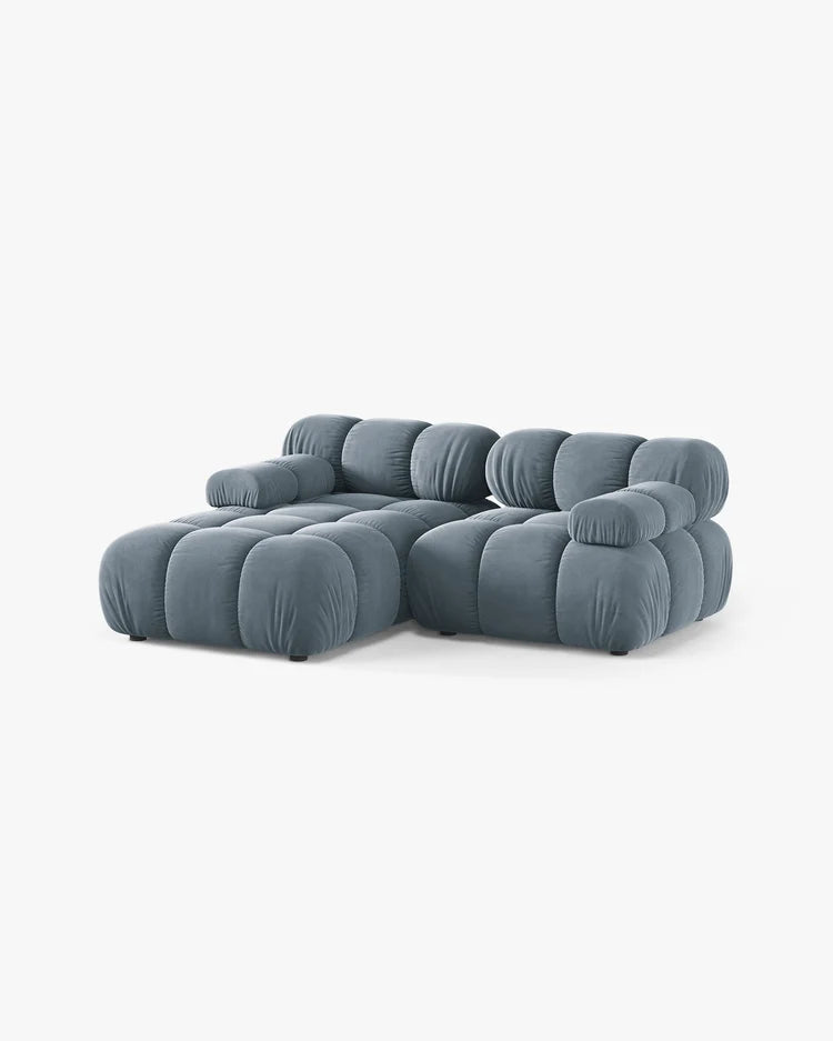 PolsterOase Modulsofa – Selene Ecksofa 2-Sitzer in Samt, 190 cm Breite, Hellblau – Ansicht 3