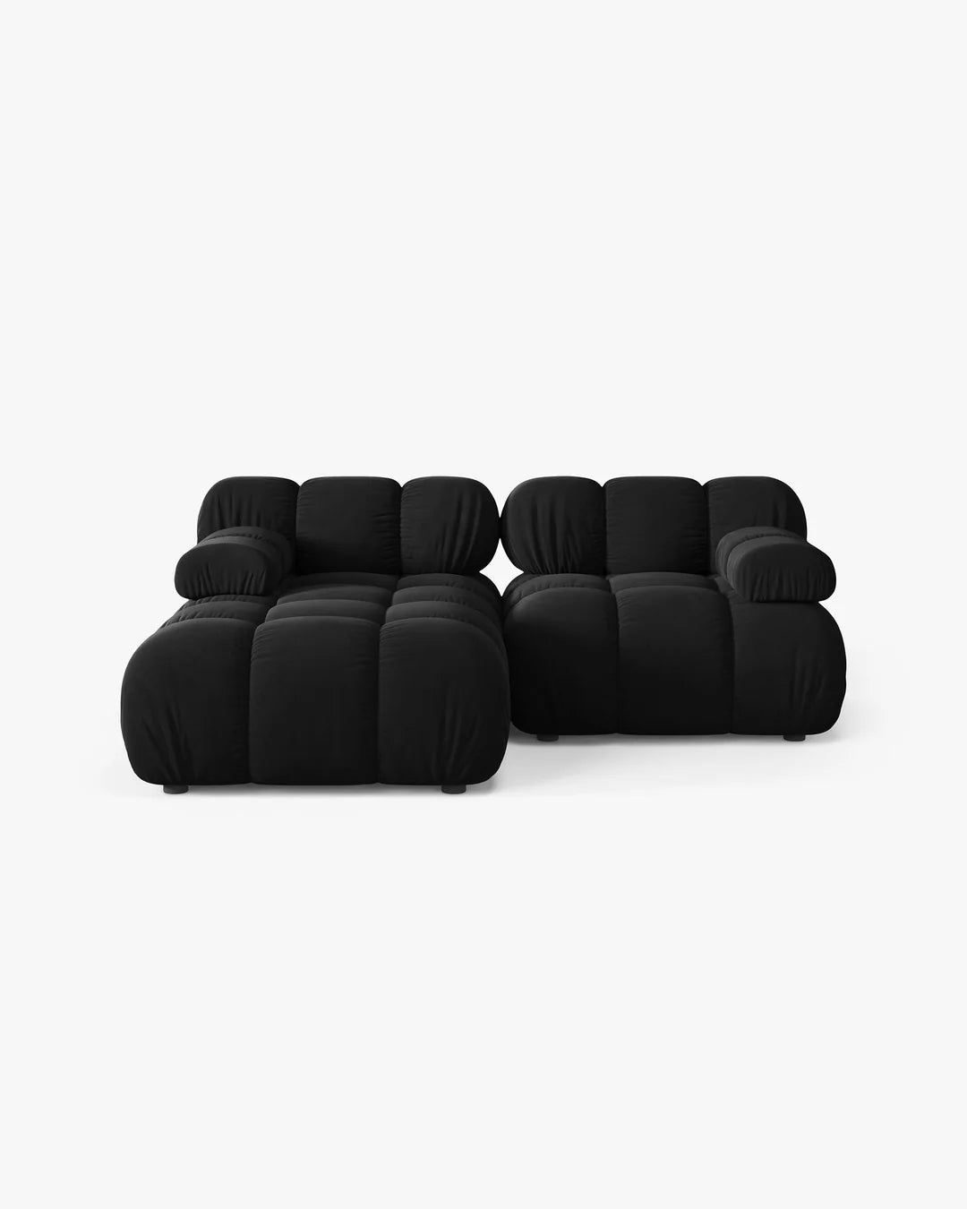 PolsterOase Modulsofa – Selene Ecksofa 2-Sitzer in Samt, 190 cm Breite, Schwarz – Ansicht 1
