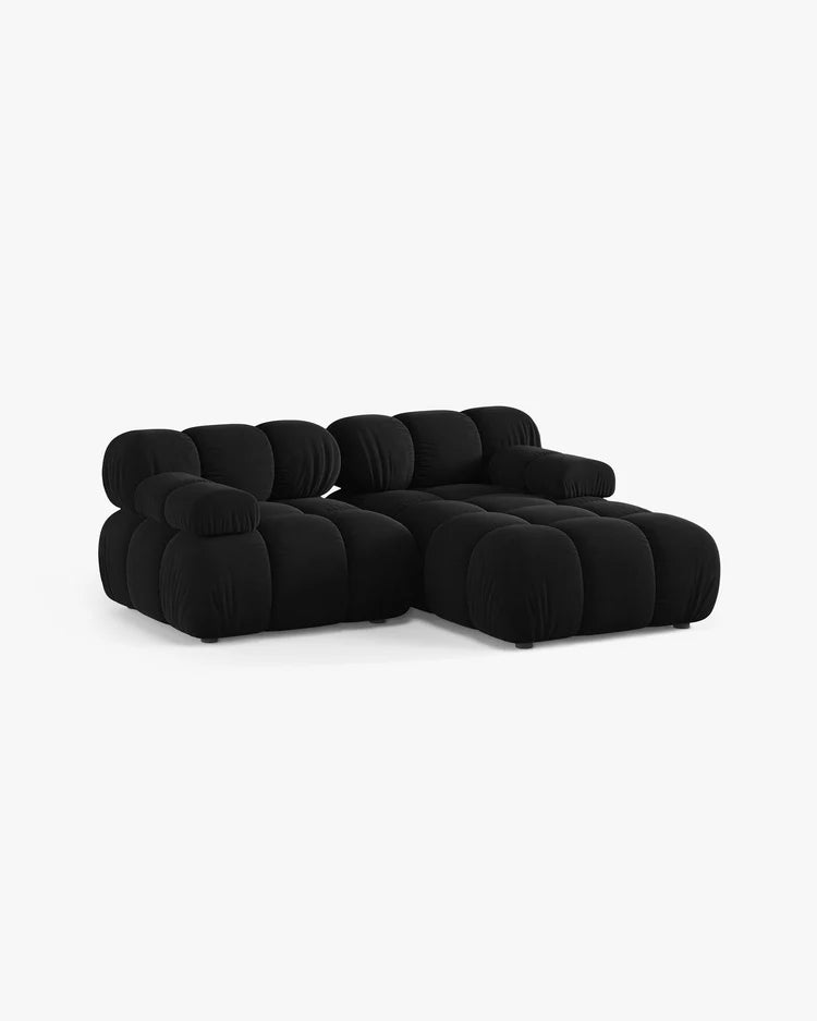 PolsterOase Modulsofa – Selene Ecksofa 2-Sitzer in Samt, 190 cm Breite, Schwarz – Ansicht 3