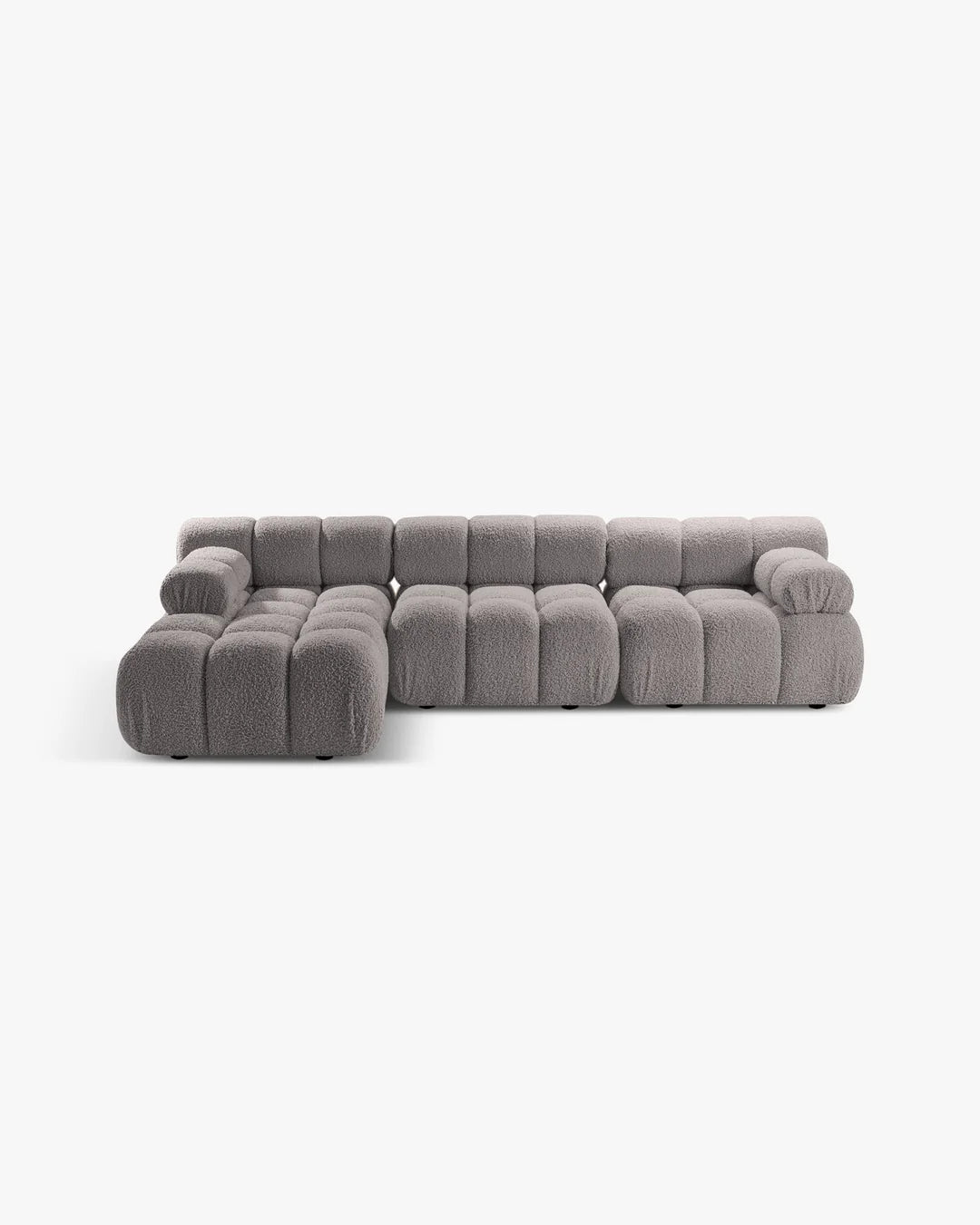 PolsterOase Modulsofa – Selene Ecksofa 3-Sitzer XL in Bouclé, 285 x 160 cm, Grau – Ansicht 1