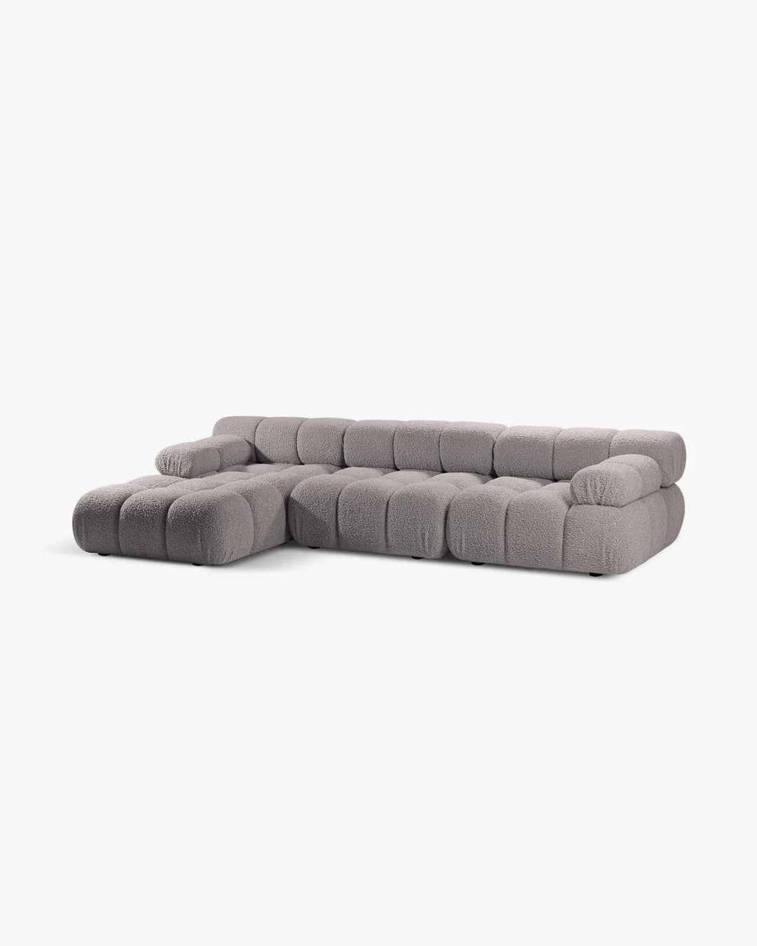 PolsterOase Modulsofa – Selene Ecksofa 3-Sitzer XL in Bouclé, 285 x 160 cm, Grau – Ansicht 3