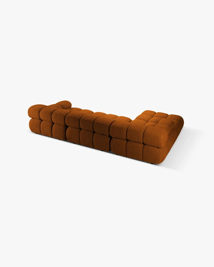 PolsterOase Modulsofa – Selene Ecksofa 3-Sitzer XL in Bouclé, 285 x 160 cm, Kupfer, Links – Perspektivische Ansicht