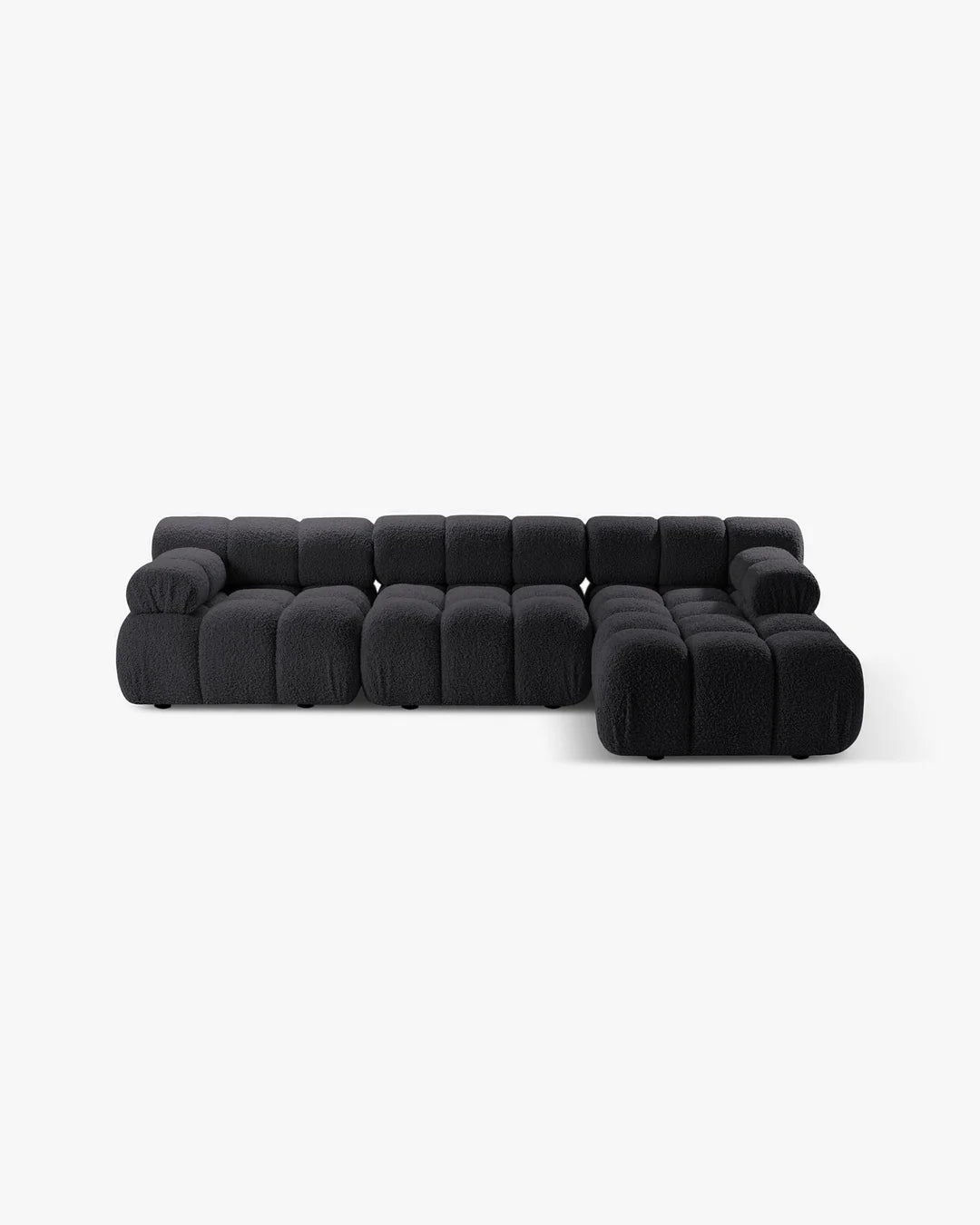 PolsterOase Modulsofa – Selene Ecksofa 3-Sitzer XL in Bouclé, 285 x 160 cm, Schwarz – Ansicht 1