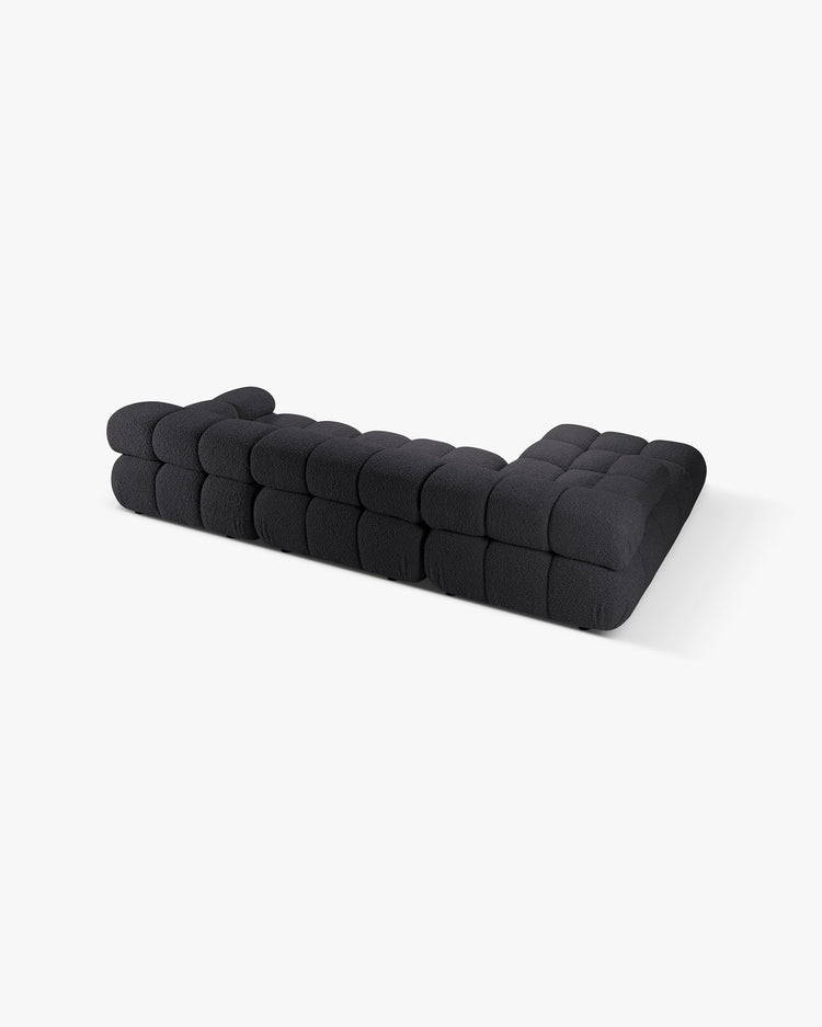 PolsterOase Modulsofa – Selene Ecksofa 3-Sitzer XL in Bouclé, 285 x 160 cm, Schwarz, Links – Detailansicht