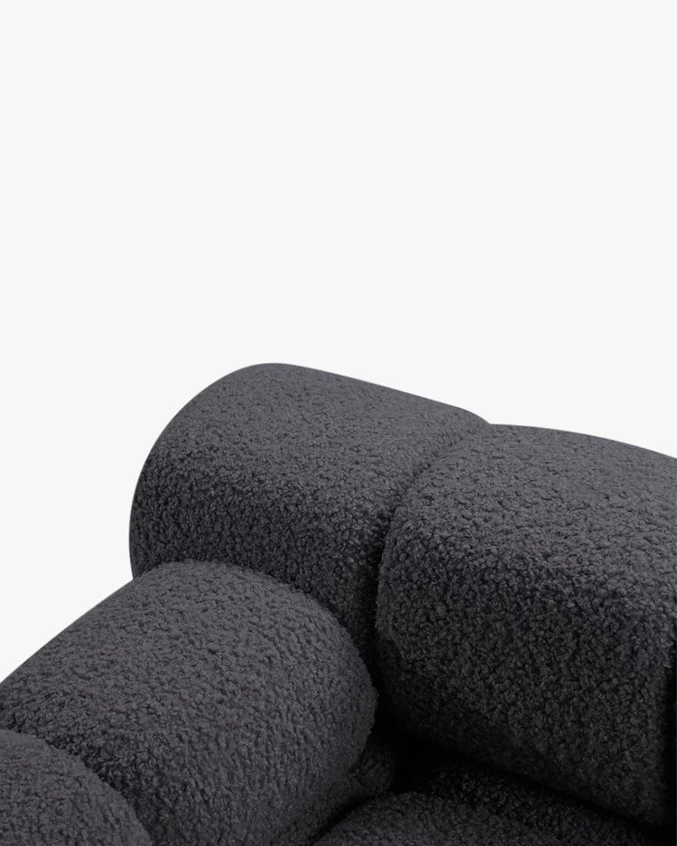 PolsterOase Modulsofa – Selene Ecksofa 3-Sitzer XL in Bouclé, 285 x 160 cm, Schwarz, Links – Rückansicht