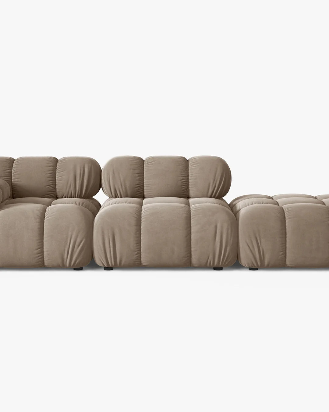 PolsterOase Modulsofa – Selene Ecksofa 3-Sitzer in Samt, 285 cm Breite, Cappuccino – Ansicht 1