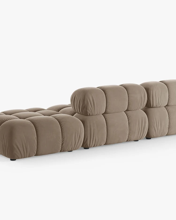 PolsterOase Modulsofa – Selene Ecksofa 3-Sitzer in Samt, 285 cm Breite, Cappuccino – Ansicht 4