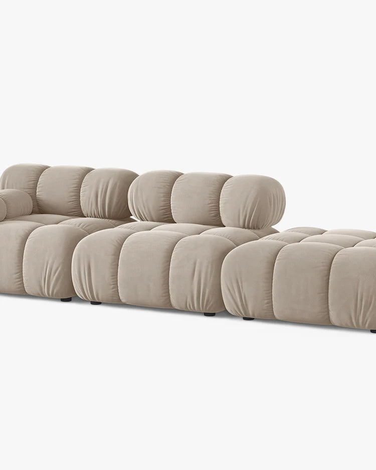 PolsterOase Modulsofa – Selene Ecksofa 3-Sitzer in Samt, 285 cm Breite, Dunkelbeige – Ansicht 3