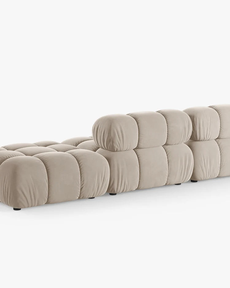 PolsterOase Modulsofa – Selene Ecksofa 3-Sitzer in Samt, 285 cm Breite, Dunkelbeige – Ansicht 4