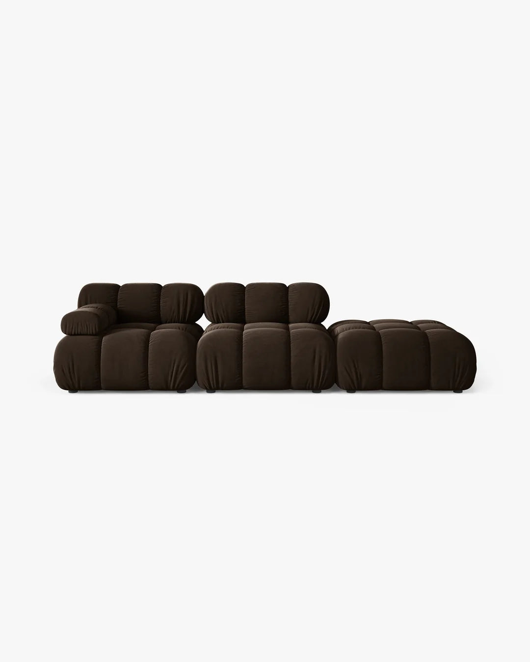 PolsterOase Modulsofa – Selene Ecksofa 3-Sitzer in Samt, 285 cm Breite, Dunkelbraun – Ansicht 1
