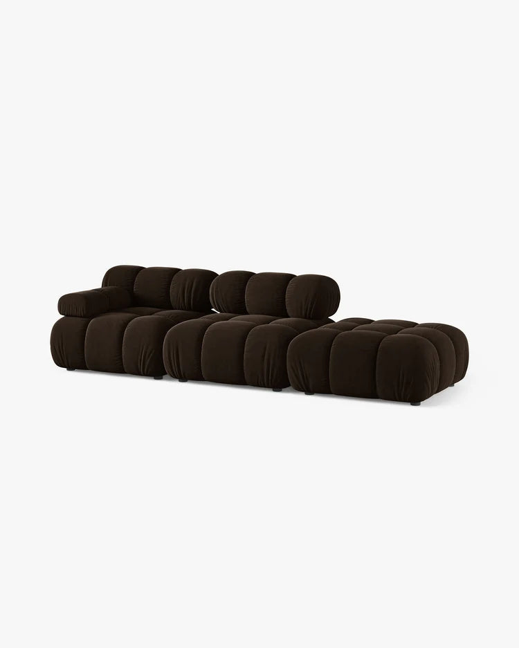 PolsterOase Modulsofa – Selene Ecksofa 3-Sitzer in Samt, 285 cm Breite, Dunkelbraun – Ansicht 3
