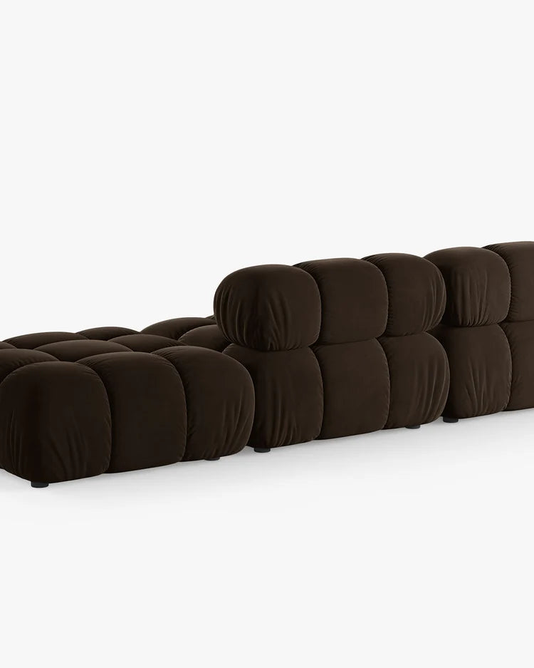 PolsterOase Modulsofa – Selene Ecksofa 3-Sitzer in Samt, 285 cm Breite, Dunkelbraun – Ansicht 4