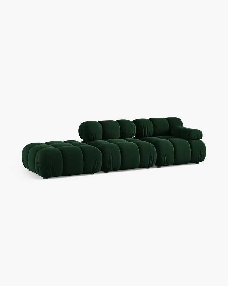 PolsterOase Modulsofa – Selene Ecksofa 3-Sitzer in Samt, 285 cm Breite, Flaschengrün – Ansicht 3