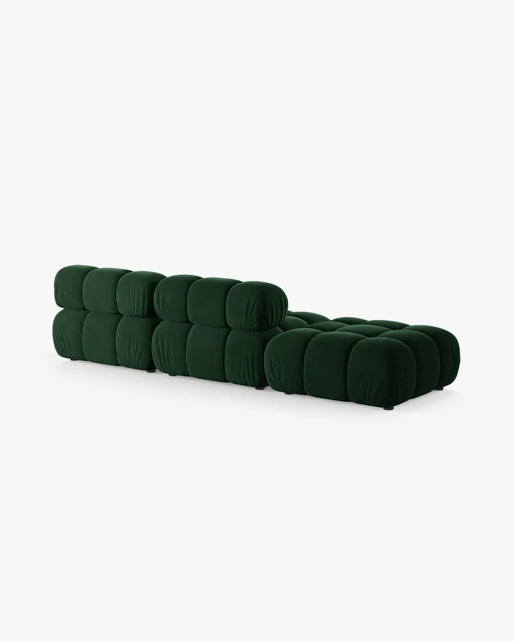 PolsterOase Modulsofa – Selene Ecksofa 3-Sitzer in Samt, 285 cm Breite, Flaschengrün – Ansicht 4