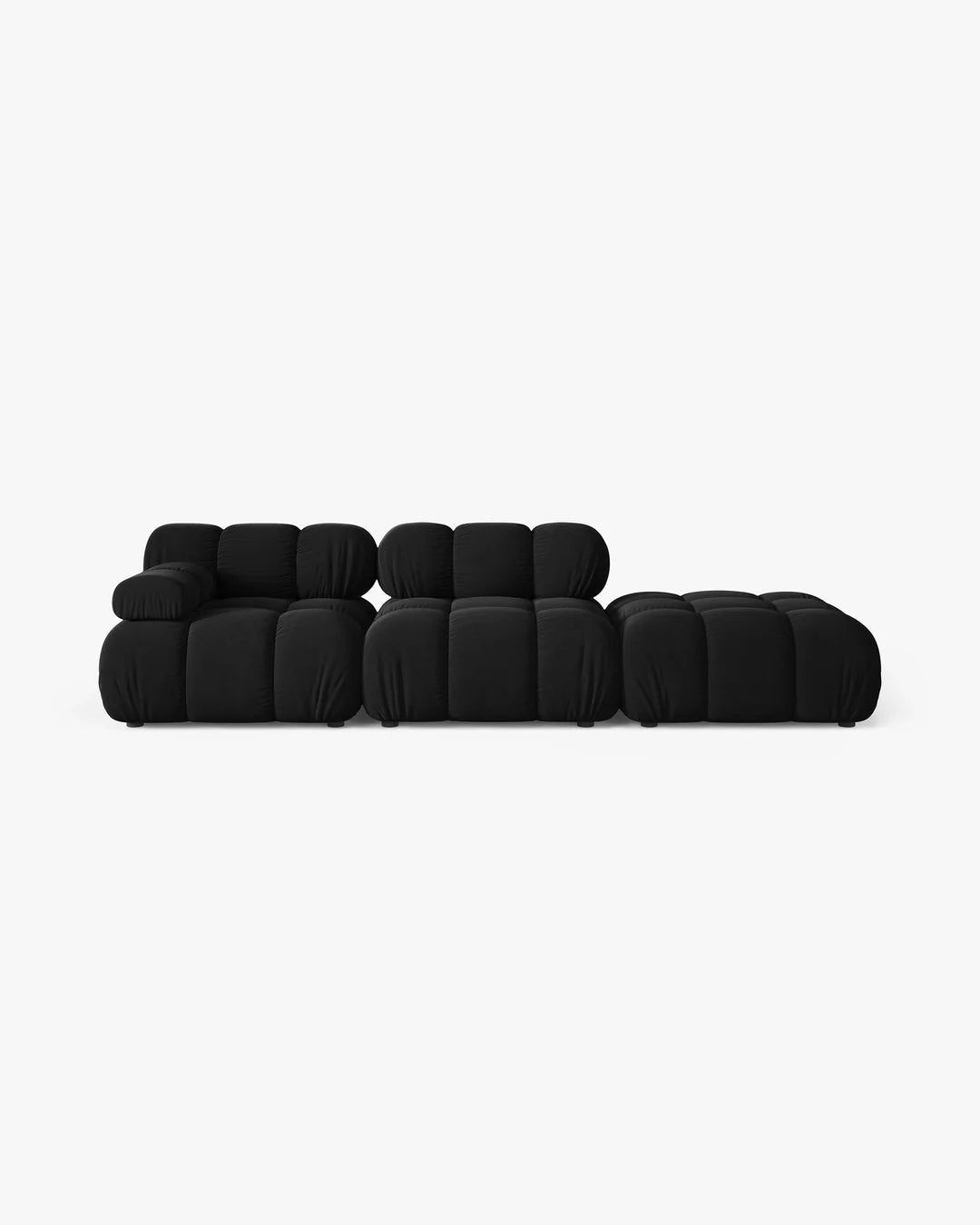 PolsterOase Modulsofa – Selene Ecksofa 3-Sitzer in Samt, 285 cm Breite, Schwarz – Ansicht 1