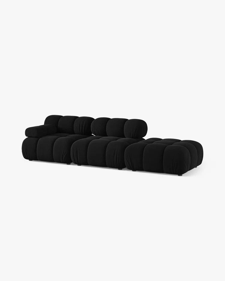 PolsterOase Modulsofa – Selene Ecksofa 3-Sitzer in Samt, 285 cm Breite, Schwarz – Ansicht 3