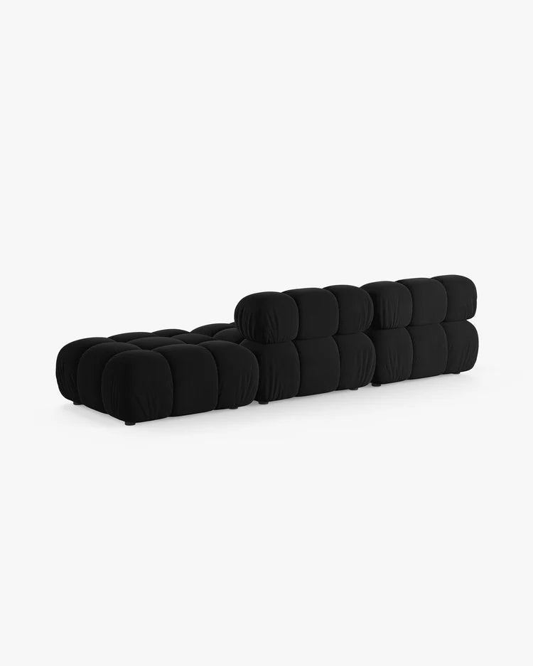 PolsterOase Modulsofa – Selene Ecksofa 3-Sitzer in Samt, 285 cm Breite, Schwarz – Ansicht 4