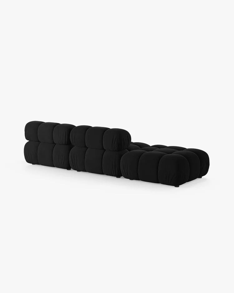 PolsterOase Modulsofa – Selene Ecksofa 3-Sitzer in Samt, 285 cm Breite, Schwarz – Ansicht 4