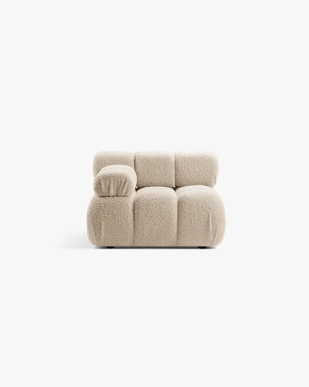 PolsterOase Modulsofa – Selene Modul mit Armlehne in Bouclé, 94 cm Breite, Beige – Links – Ansicht 1