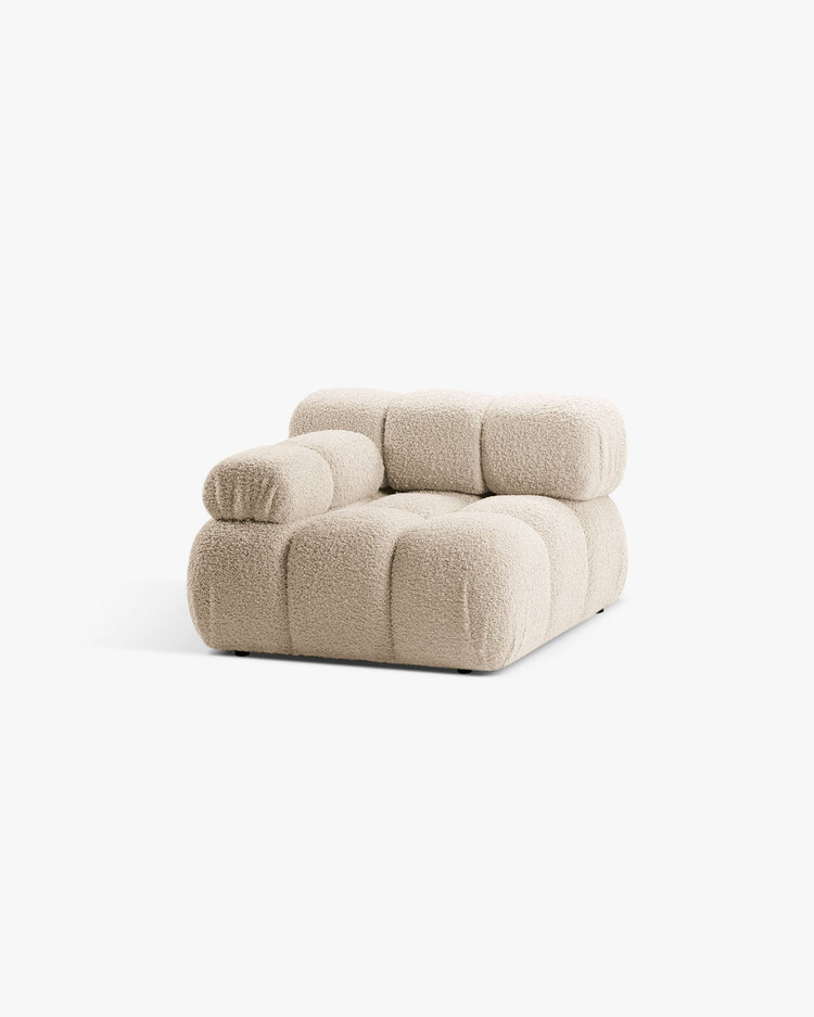 PolsterOase Modulsofa – Selene Modul mit Armlehne in Bouclé, 94 cm Breite, Beige – Links – Ansicht 3