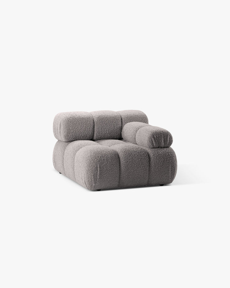 PolsterOase Modulsofa – Selene Modul mit Armlehne in Bouclé, 94 cm Breite, Grau – Rechts – Ansicht 3