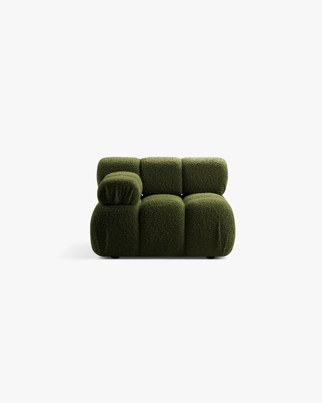 PolsterOase Modulsofa – Selene Modul mit Armlehne in Bouclé, 94 cm Breite, Grün – Links – Ansicht 1