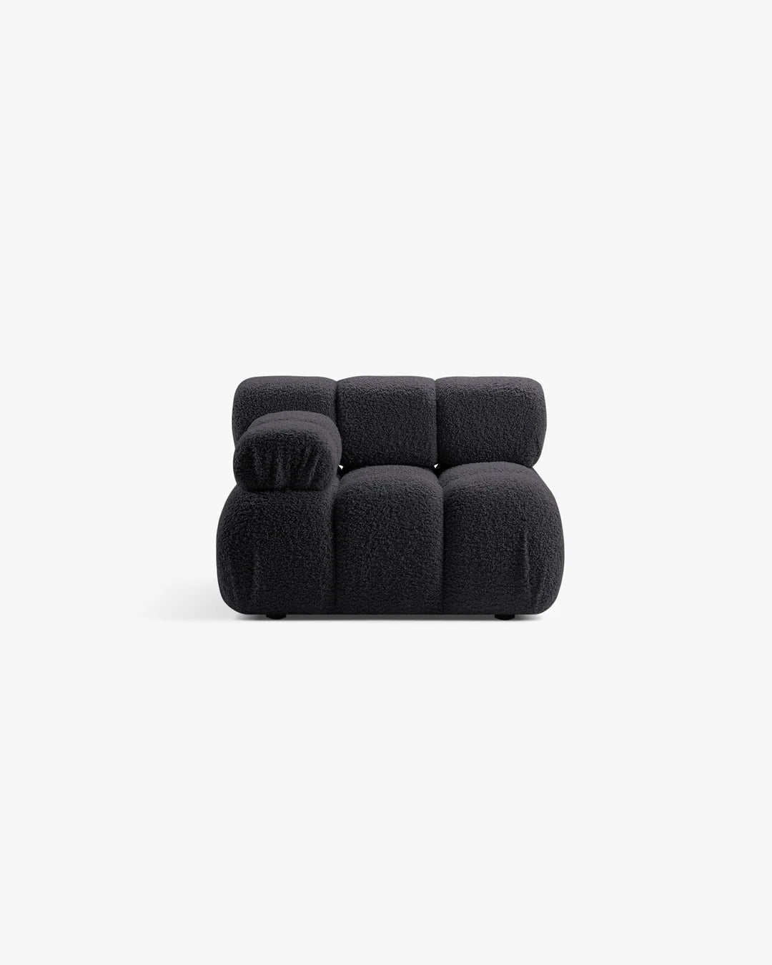 PolsterOase Modulsofa – Selene Modul mit Armlehne in Bouclé, 94 cm Breite, Schwarz – Links – Ansicht 1
