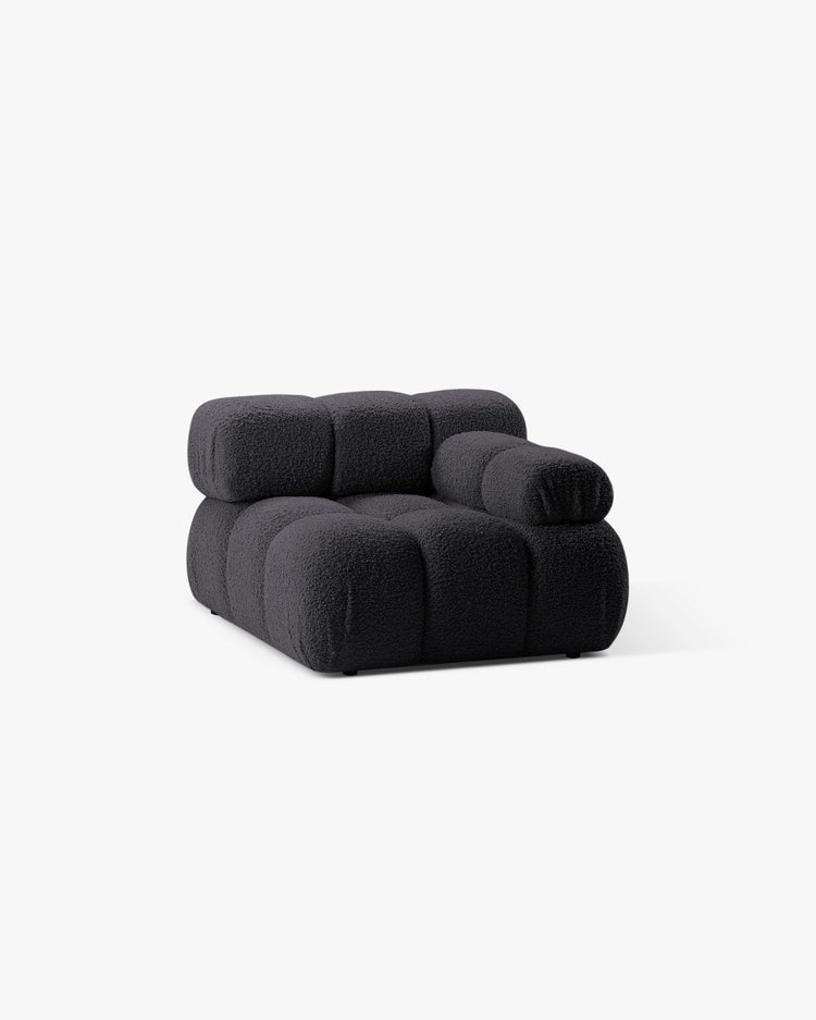 PolsterOase Modulsofa – Selene Modul mit Armlehne in Bouclé, 94 cm Breite, Schwarz – Rechts – Ansicht 3