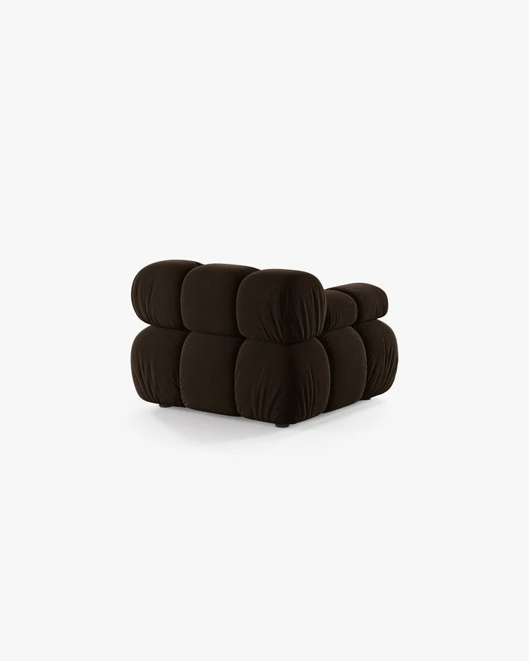 PolsterOase Modulsofa – Selene Modul mit Armlehne in Samt, 94 cm Breite, Dunkelbraun – Links – Ansicht 4
