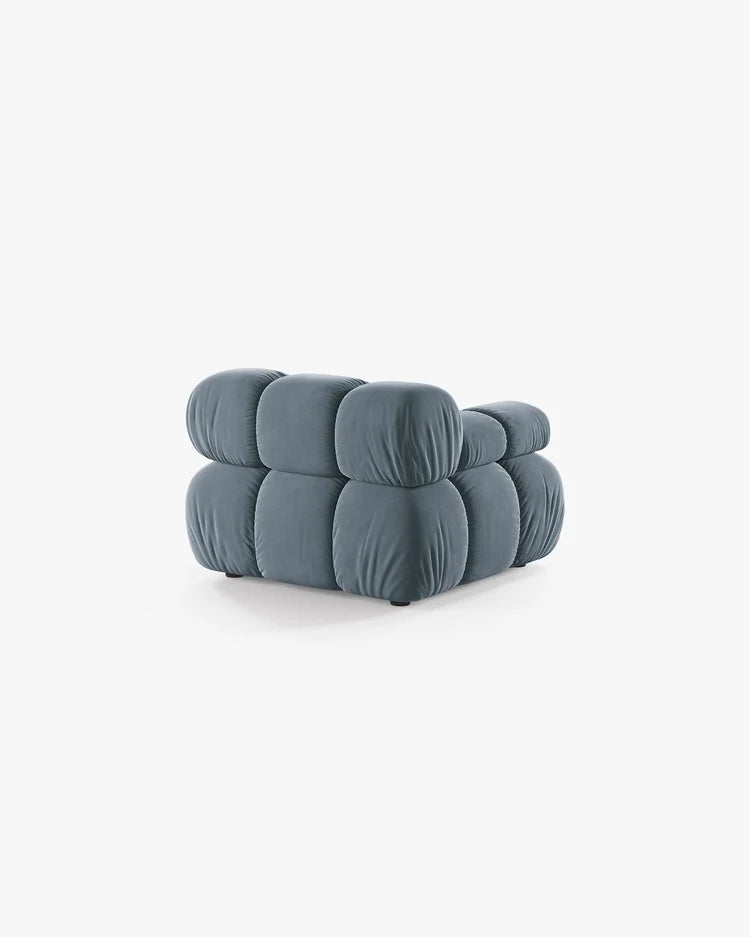 PolsterOase Modulsofa – Selene Modul mit Armlehne in Samt, 94 cm Breite, Hellblau – Links – Ansicht 4