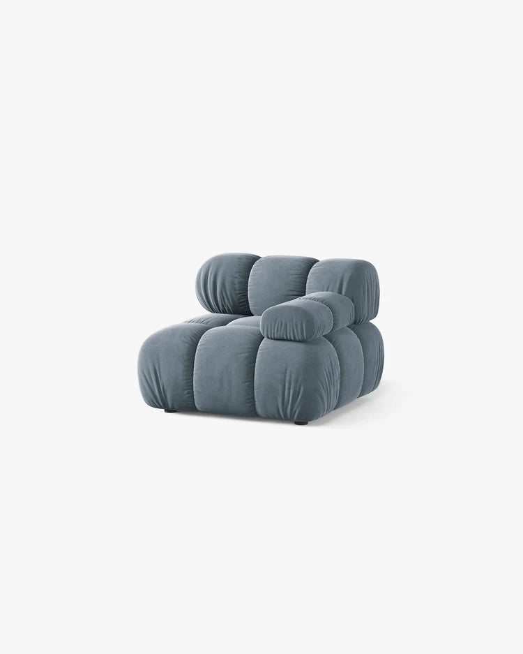 PolsterOase Modulsofa – Selene Modul mit Armlehne in Samt, 94 cm Breite, Hellblau – Rechts – Ansicht 3