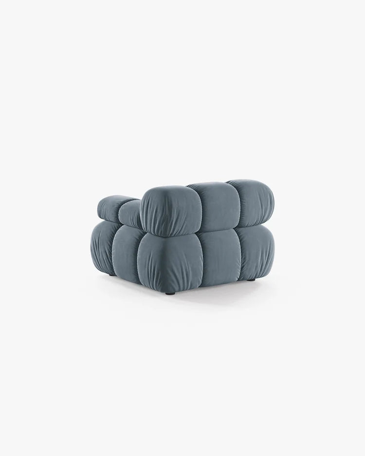 PolsterOase Modulsofa – Selene Modul mit Armlehne in Samt, 94 cm Breite, Hellblau – Rechts – Ansicht 4