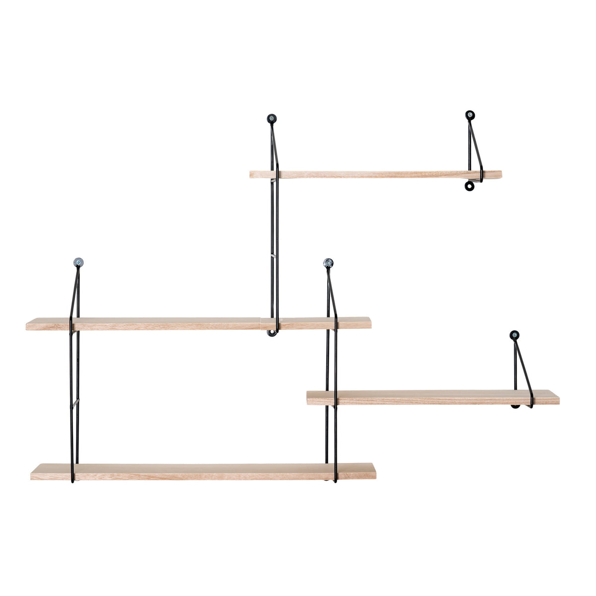 PolsterOase Möbel – Harlem Wandregal aus Paulownia Holz und Stahl, 4 Ablagen, 99 cm – Ansicht 3