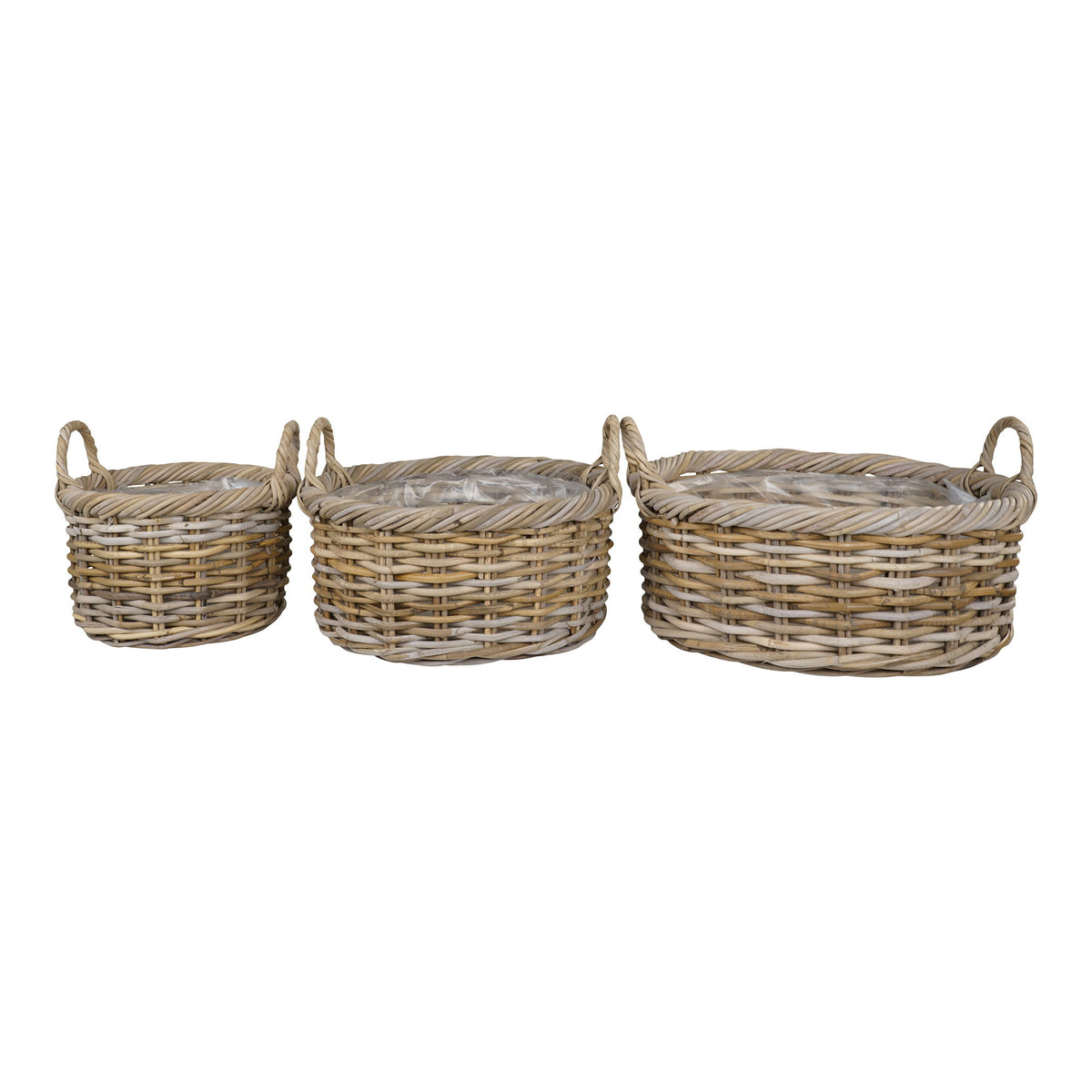 PolsterOase Möbel – Kuta Aufbewahrungskörbe aus Kubu, Rattan, 3er, Set