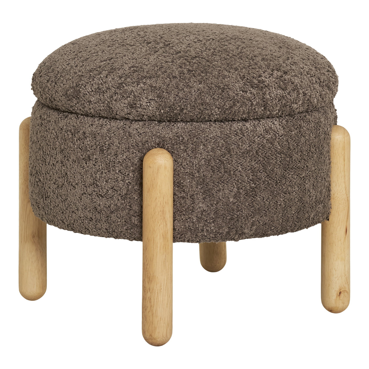 PolsterOase Möbel – Medas Pouf mit Stauraum, Braun/Natur, Ø 45 cm