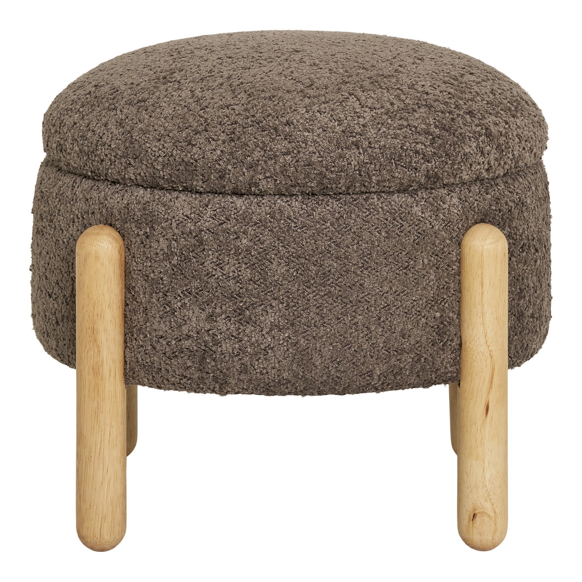 PolsterOase Möbel – Medas Pouf mit Stauraum, Braun/Natur, Ø 45 cm – Ansicht 2
