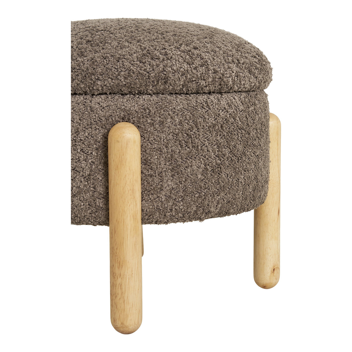 PolsterOase Möbel – Medas Pouf mit Stauraum, Braun/Natur, Ø 45 cm – Ansicht 4