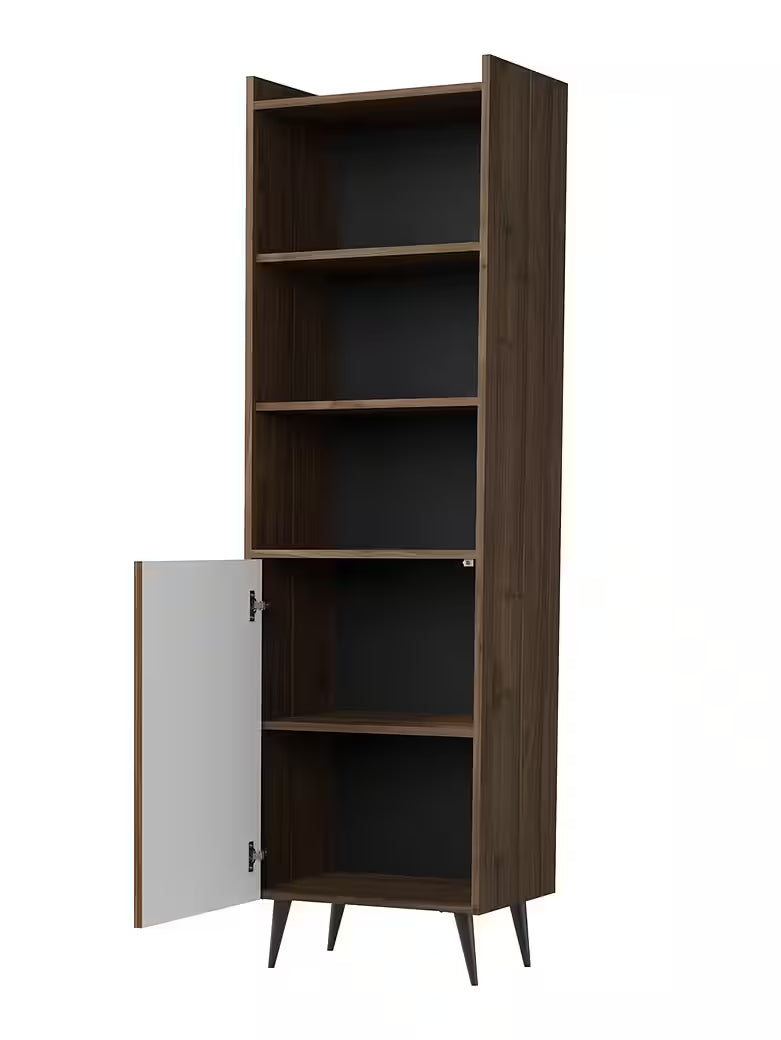 PolsterOase Regal – AVEN 180 cm – Design Standregal mit Push-to-Open (Kaschmir/Nussbaum) – Ansicht 02